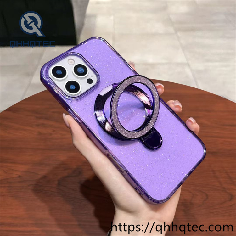 glitter transparent phone case with bracket