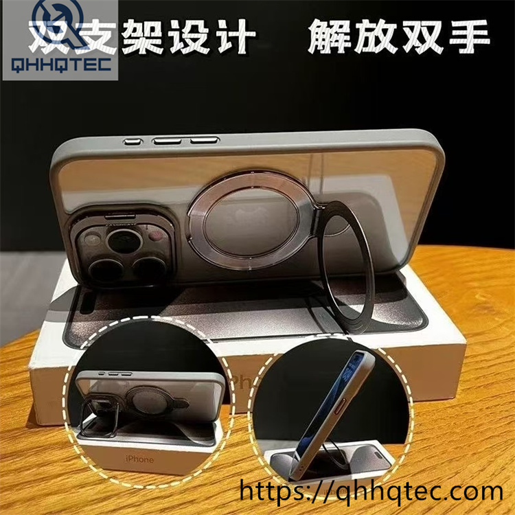 metal bracket transparent double popsocket stand magsafe case