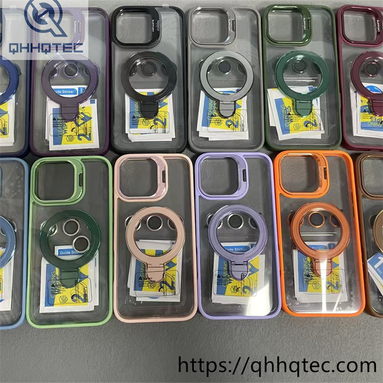 metal bracket transparent double popsocket stand magsafe case