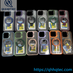 metal bracket transparent double popsocket stand magsafe case