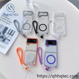 magnetic foldable phone case with lanyard