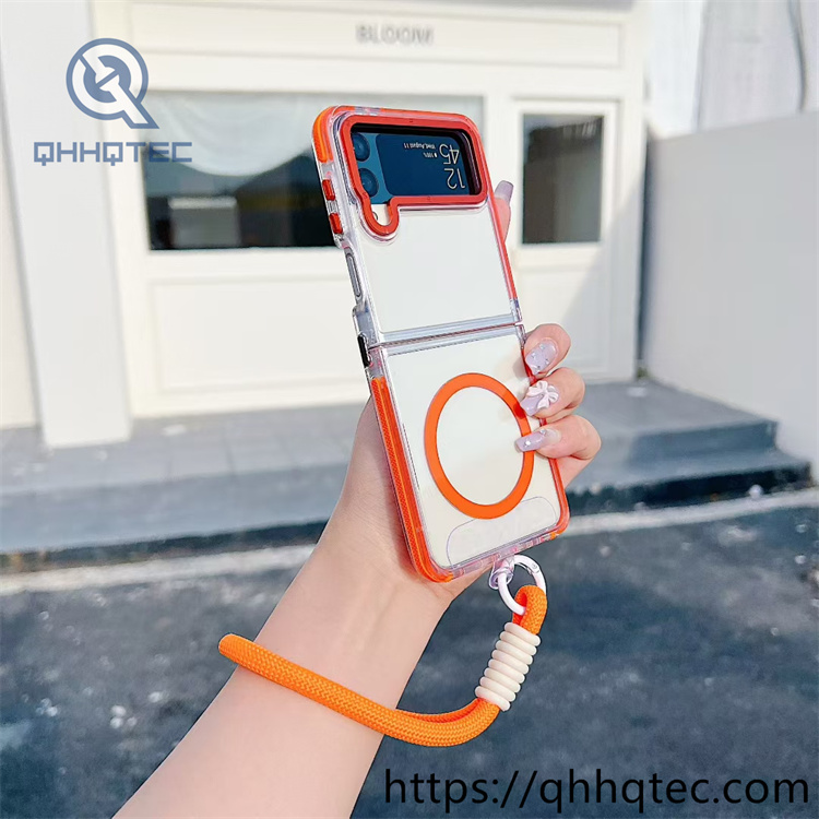 magnetic foldable phone case with lanyard