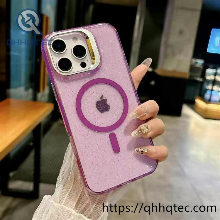 glitter shinning transparent metal camera iphone case