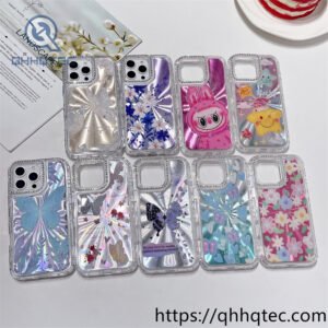 laser light 3 in 1 butterfly flowers labubu case