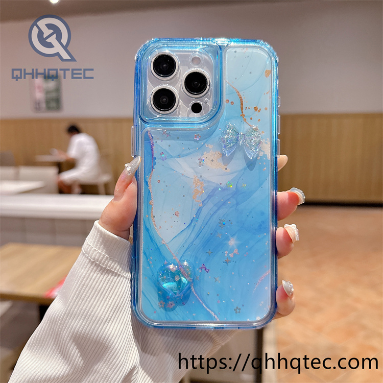 flowers butterfly phone 3 in 1 case with decoration