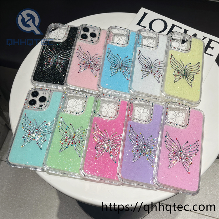 luxury diamonds glitter butterfly 3 in 1 case