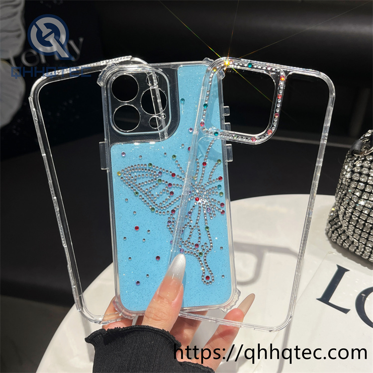 luxury diamonds glitter butterfly 3 in 1 case
