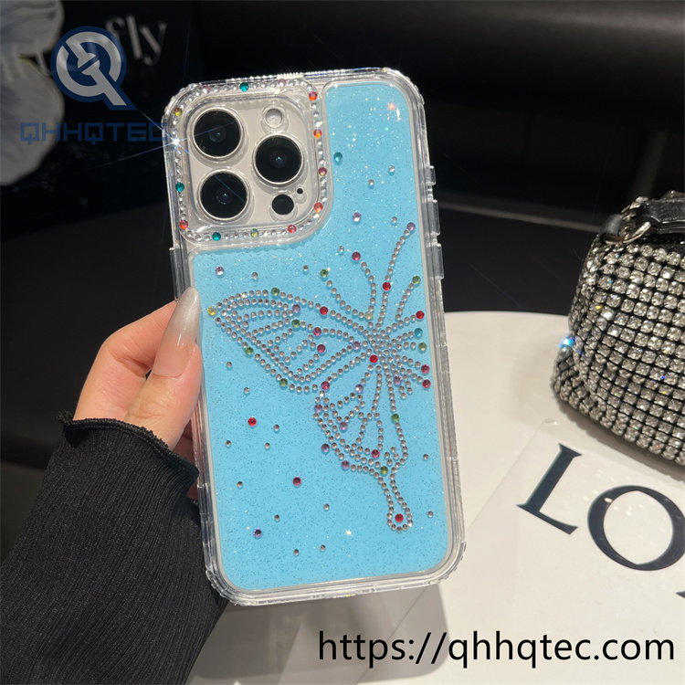 luxury diamonds glitter butterfly 3 in 1 case