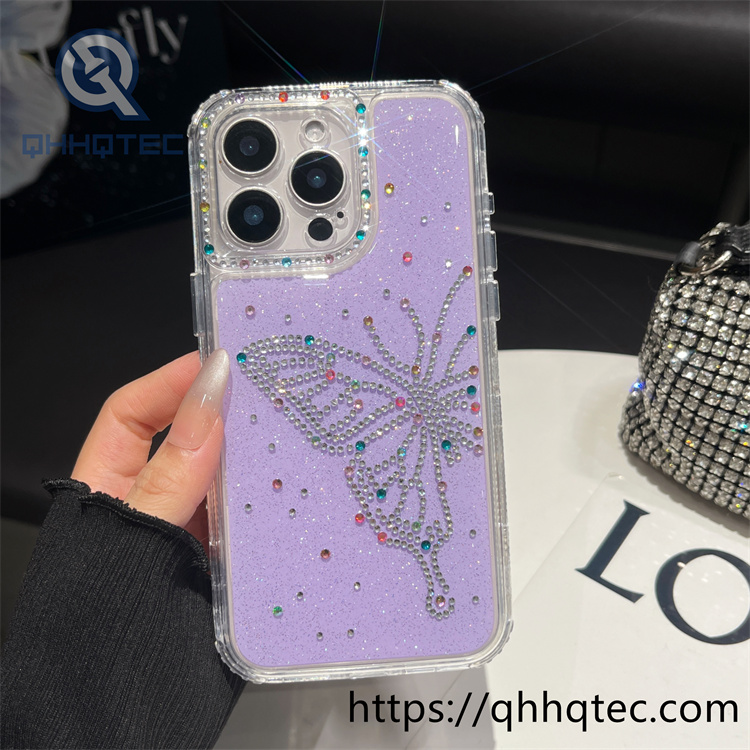 luxury diamonds glitter butterfly 3 in 1 case