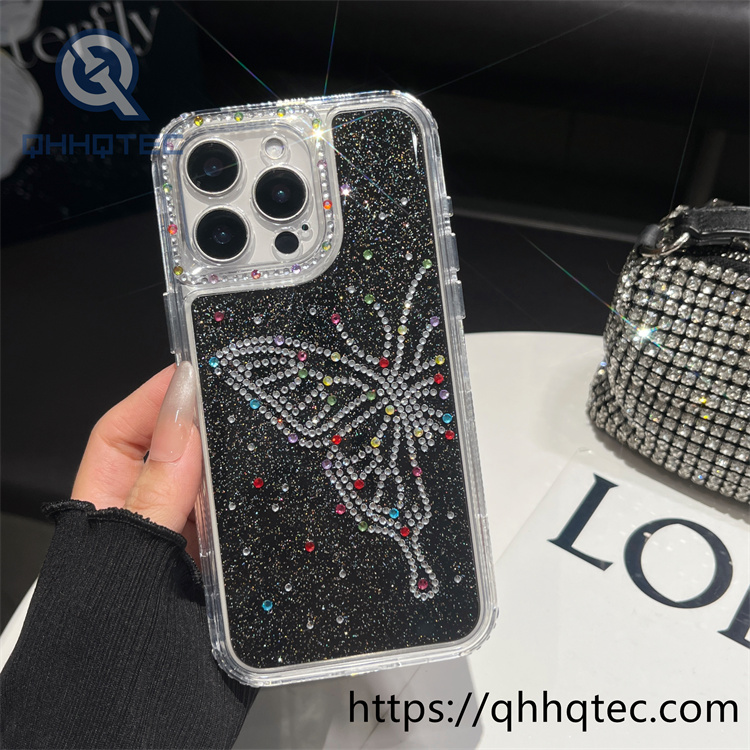 luxury diamonds glitter butterfly 3 in 1 case