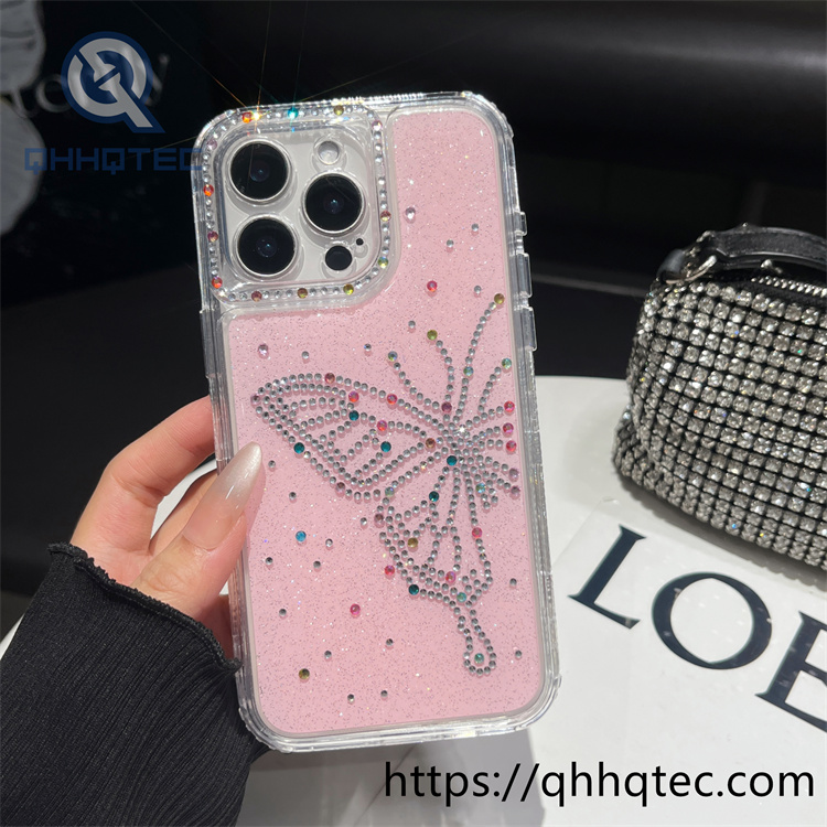 luxury diamonds glitter butterfly 3 in 1 case