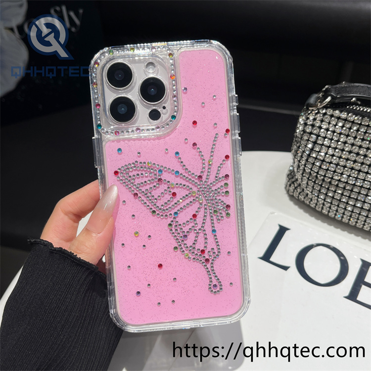 luxury diamonds glitter butterfly 3 in 1 case
