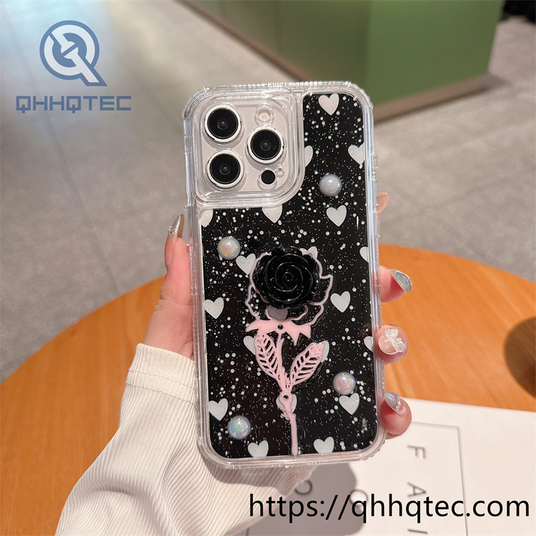 rose 3d decoration 3 in 1 heart phone case