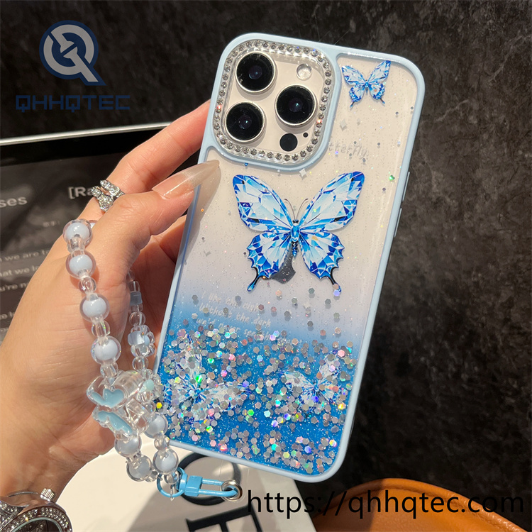 butterfly graident sequins 3 in 1 case