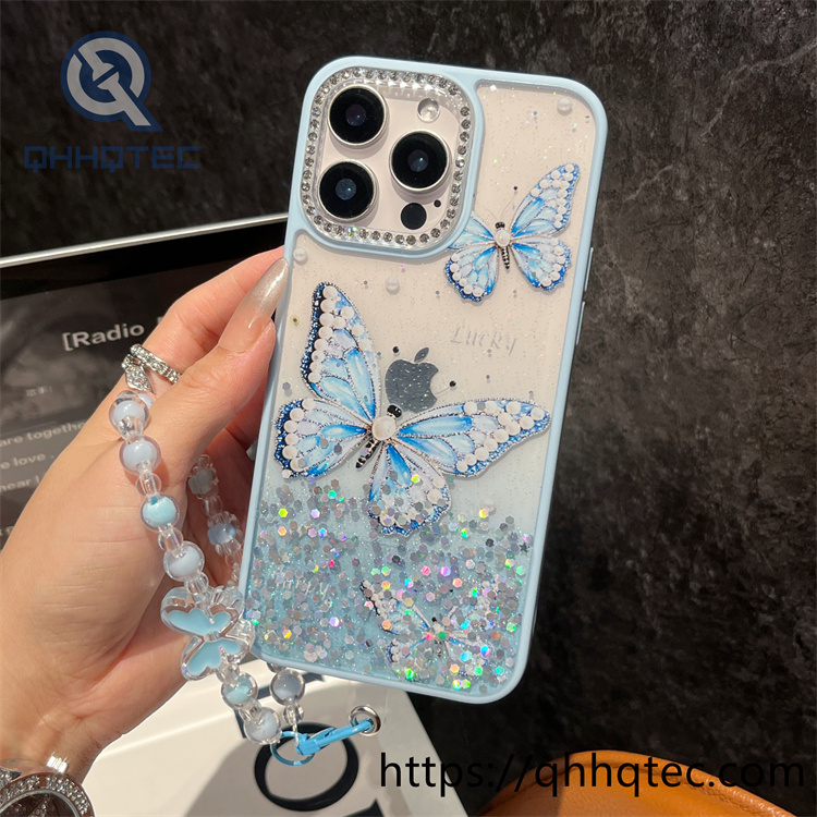 butterfly graident sequins 3 in 1 case