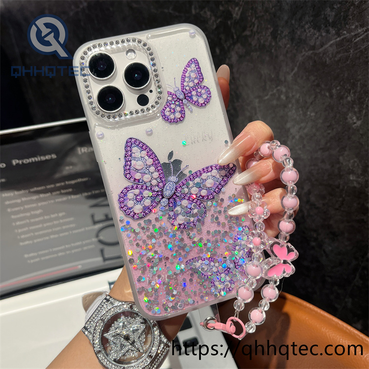 butterfly graident sequins 3 in 1 case