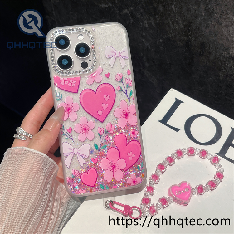 cute animal glitter diamonds chain case
