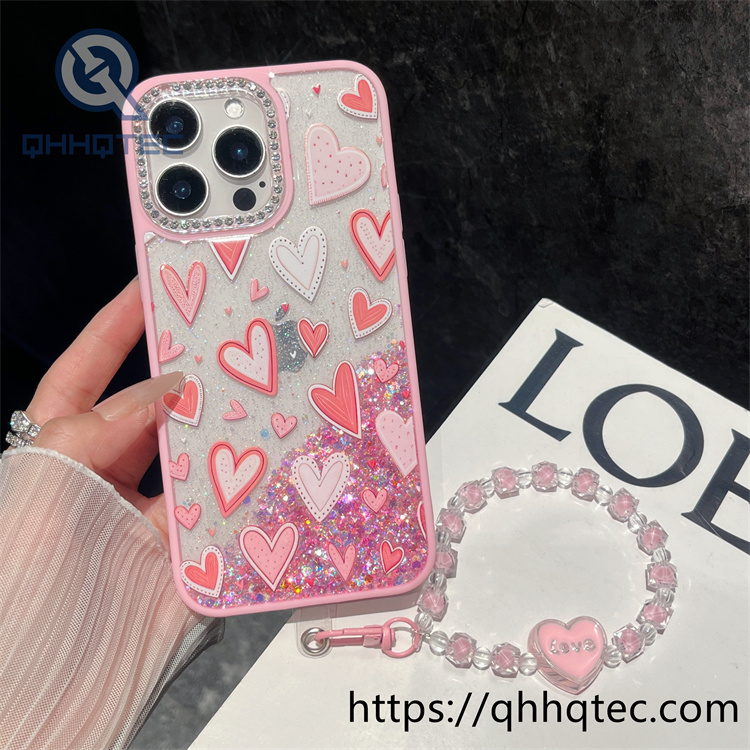 cute animal glitter diamonds chain case