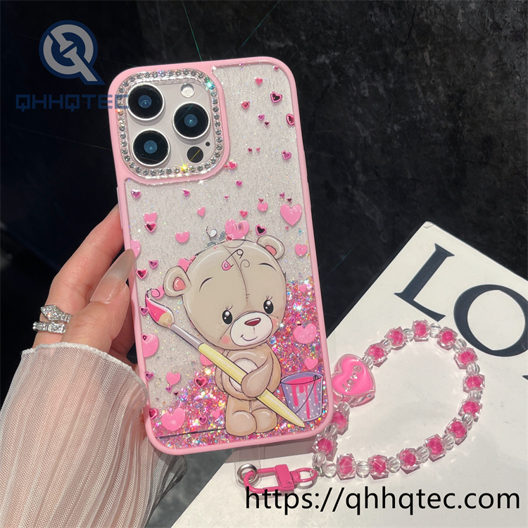 cute animal glitter diamonds chain case