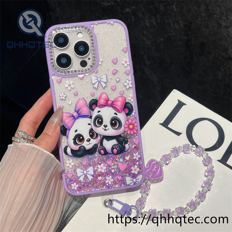 cute animal glitter diamonds chain case