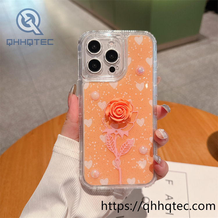 rose 3d colors 3 in 1 heart case