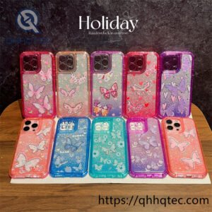 gradient butterfly diamonds sequins 3 in 1 case