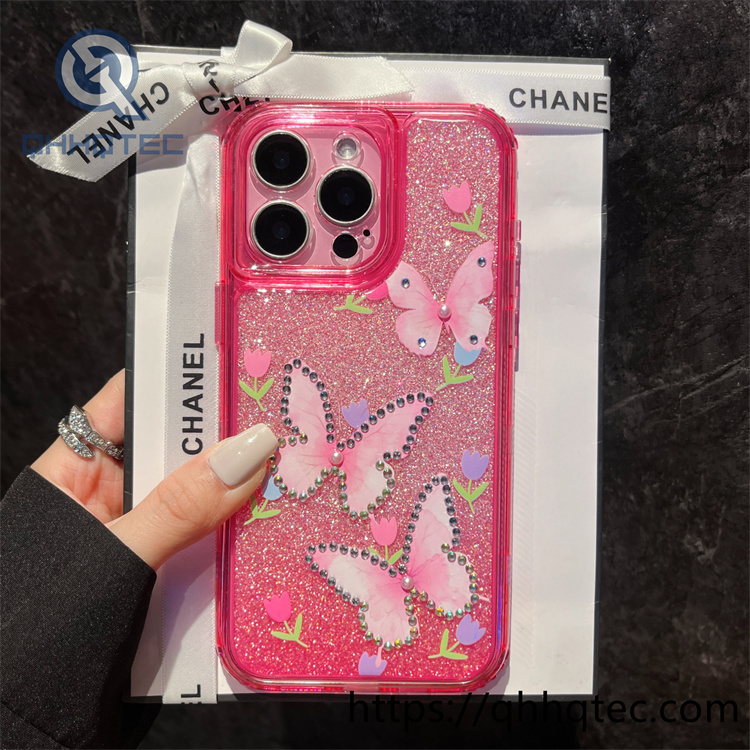 gradient butterfly diamonds sequins 3 in 1 case