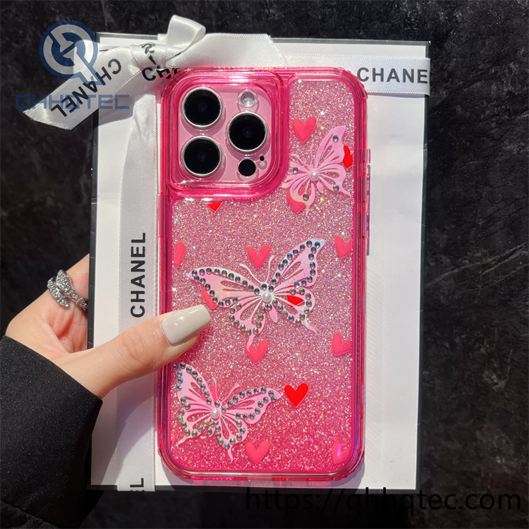 gradient butterfly diamonds sequins 3 in 1 case