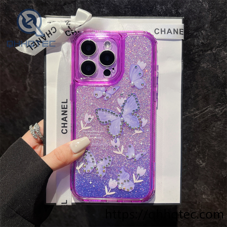 gradient butterfly diamonds sequins 3 in 1 case
