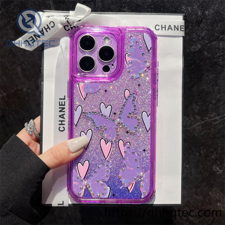 gradient butterfly diamonds sequins 3 in 1 case