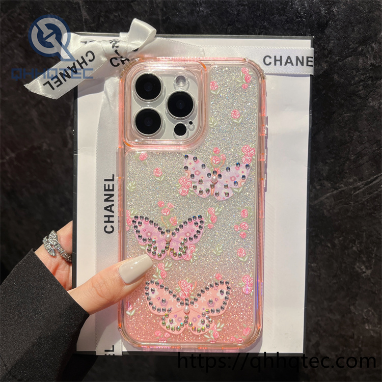 gradient butterfly diamonds sequins 3 in 1 case