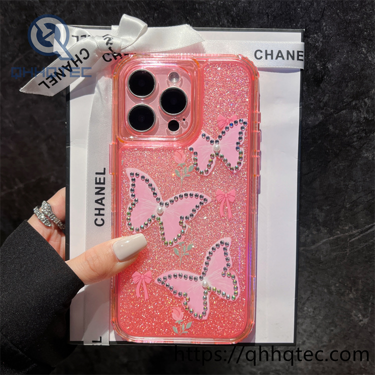 gradient butterfly diamonds sequins 3 in 1 case