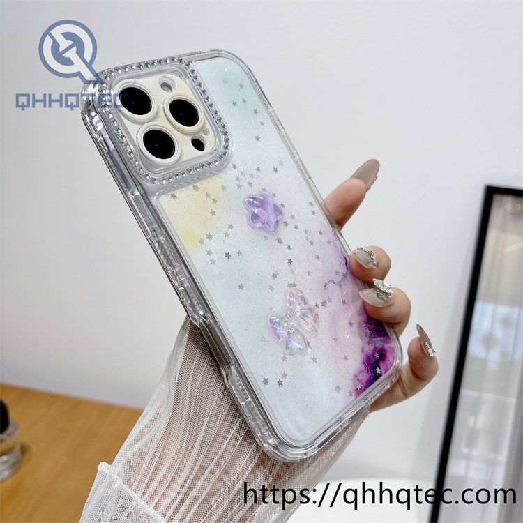 star sequins 3 in 1 flowers butterfly dripping case