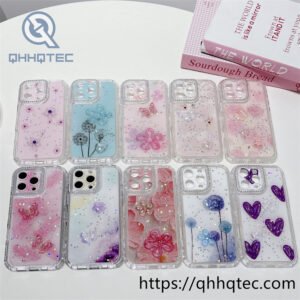 star sequins 3 in 1 flowers butterfly dripping case