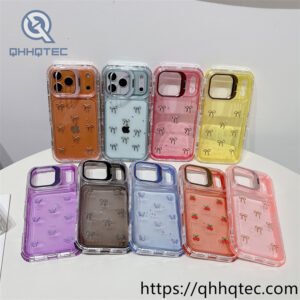 3 in 1 phone cases,tie decoration,colorful frame,len bracket,transparent design,iphone 17promax case