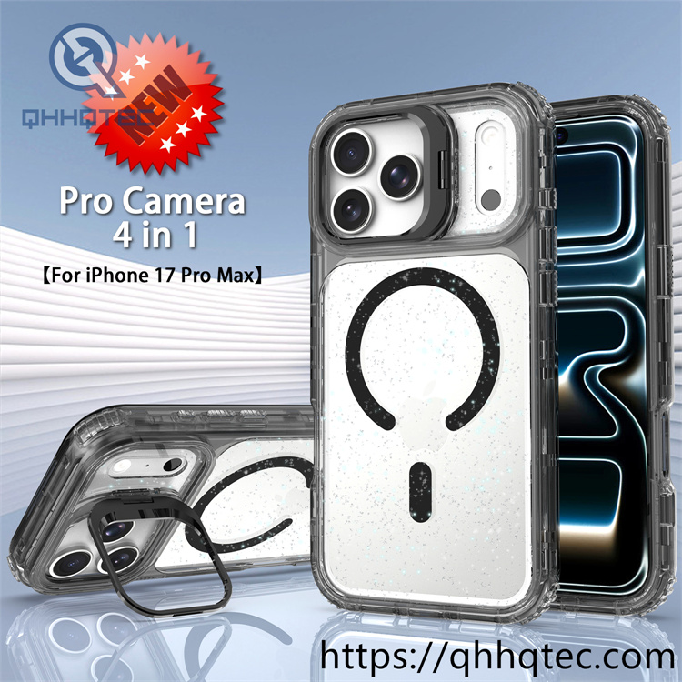 pro camera 4 in 1 glitter clear case