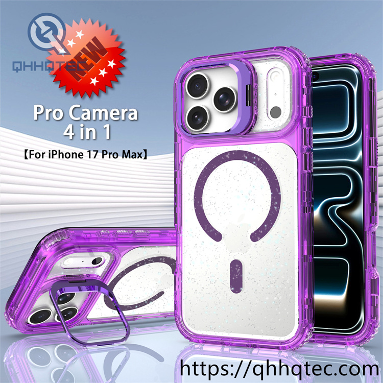 pro camera 4 in 1 glitter clear case