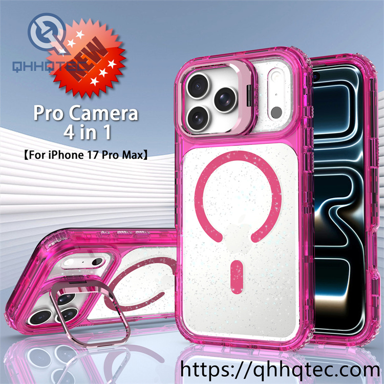 pro camera 4 in 1 glitter clear case