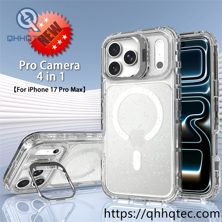 pro camera 4 in 1 glitter clear case