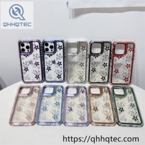floral print transparent 3 in 1 phone case