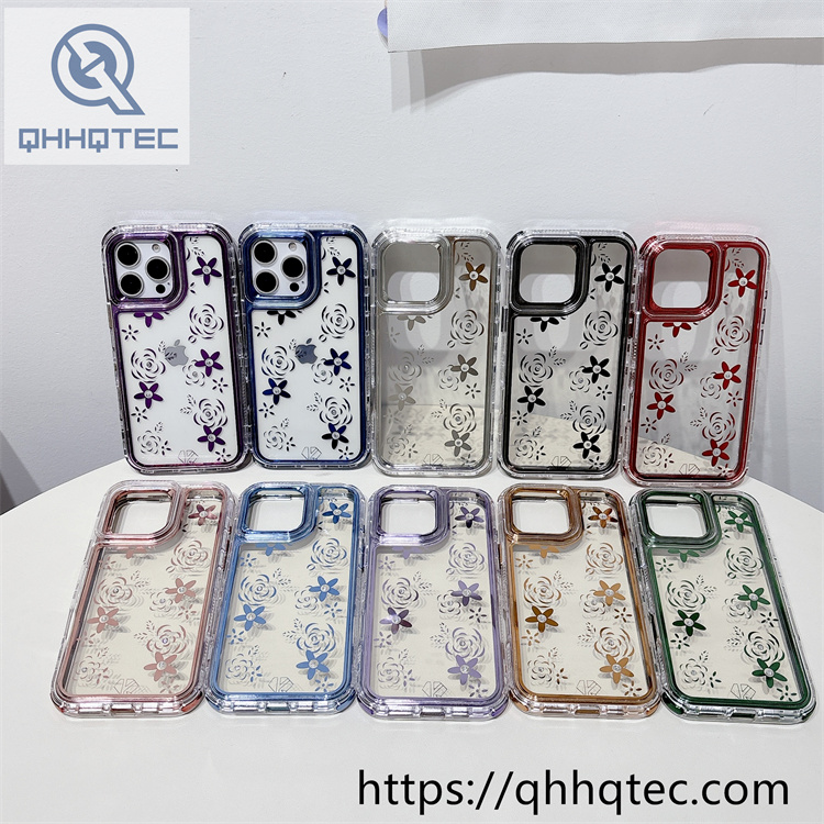 floral print transparent 3 in 1 phone case