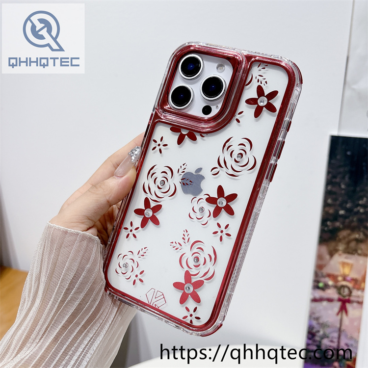 floral print transparent 3 in 1 phone case