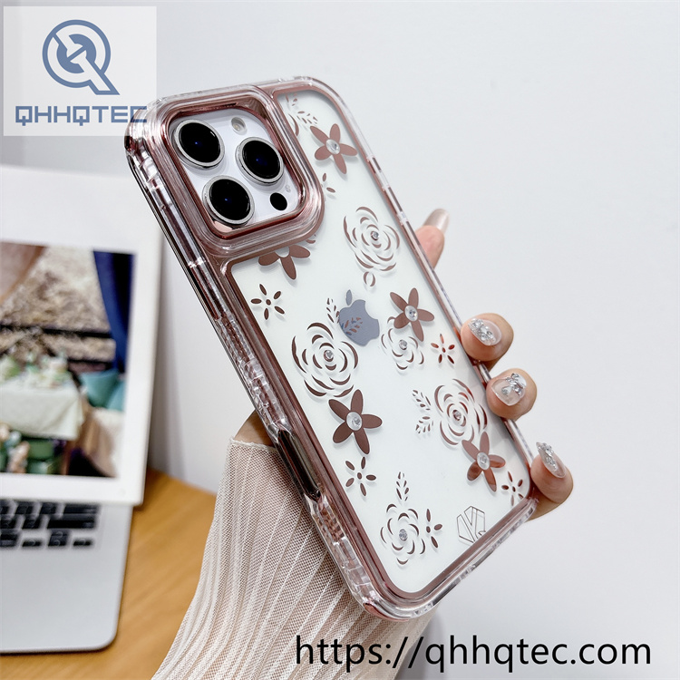 floral print transparent 3 in 1 phone case