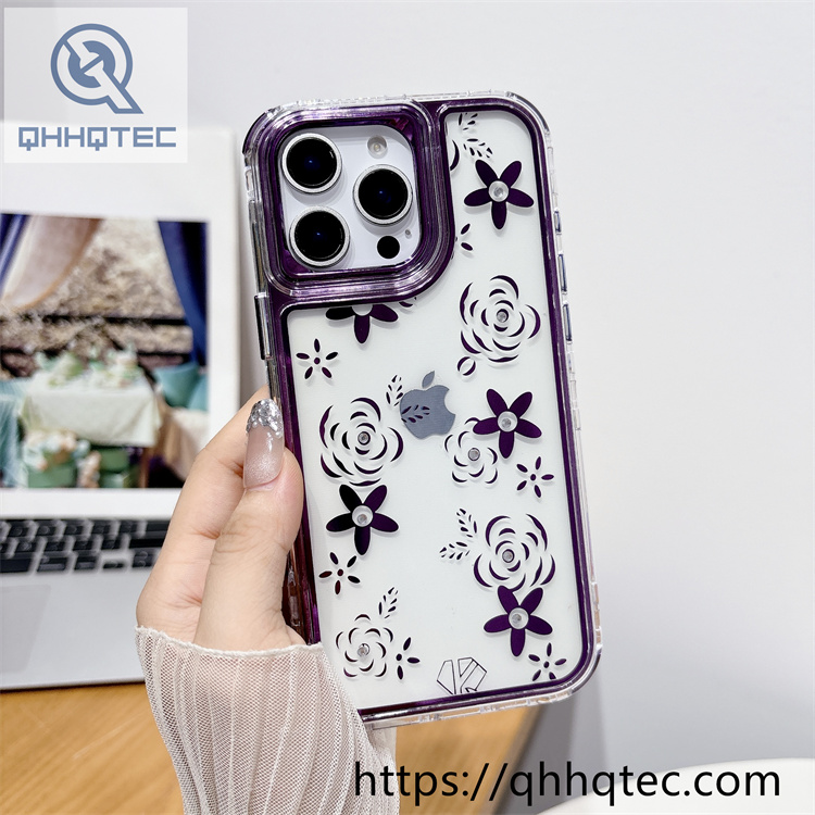 floral print transparent 3 in 1 phone case