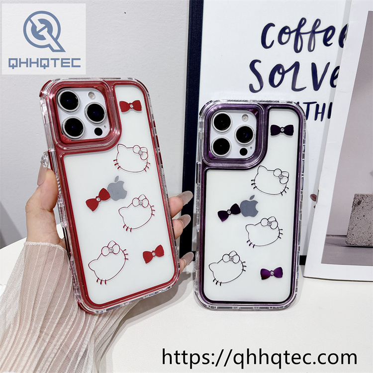 kitty pattern tie 3 in 1 transparent case