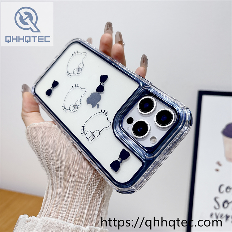 kitty pattern tie 3 in 1 transparent case