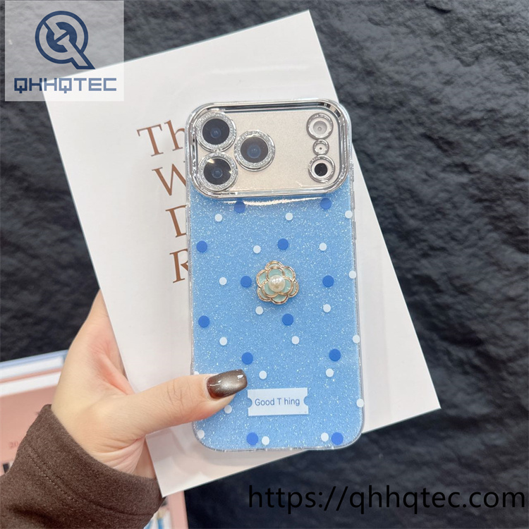 colored spots flower glitter case