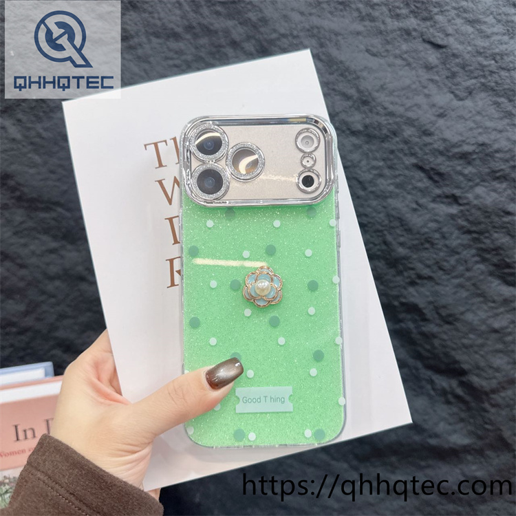 colored spots flower glitter case