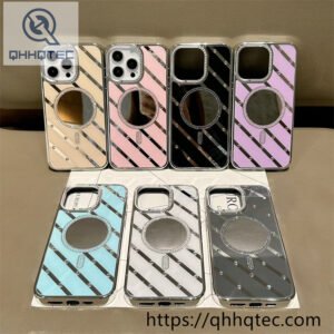 diagonal stripe makeup mirror case