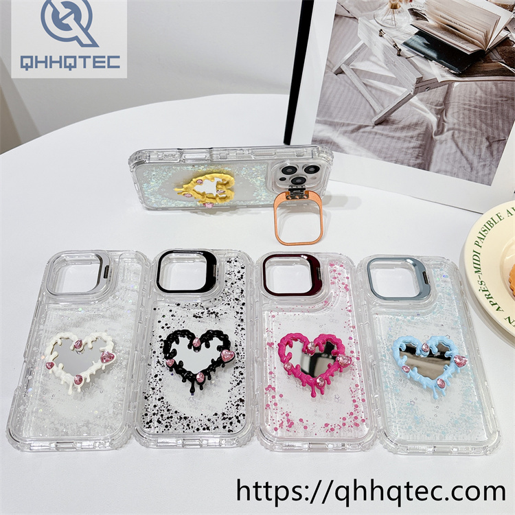 heart diamonds mirror 3 in 1 holder case